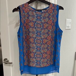🩷 Rose and Olive Blue Paisley Print Sleeveless Blouse